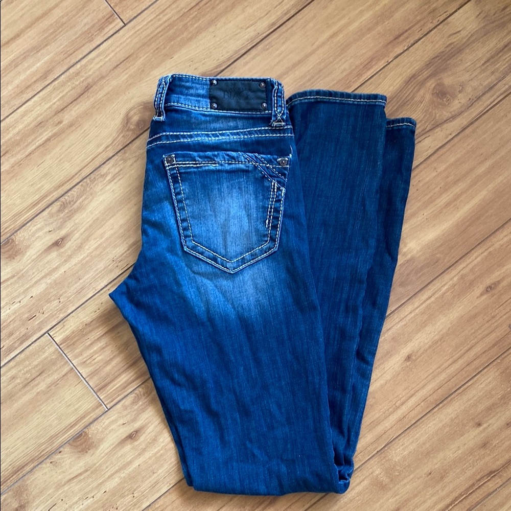 Buckle Black Skinny Stylish Blue Denim Jeans